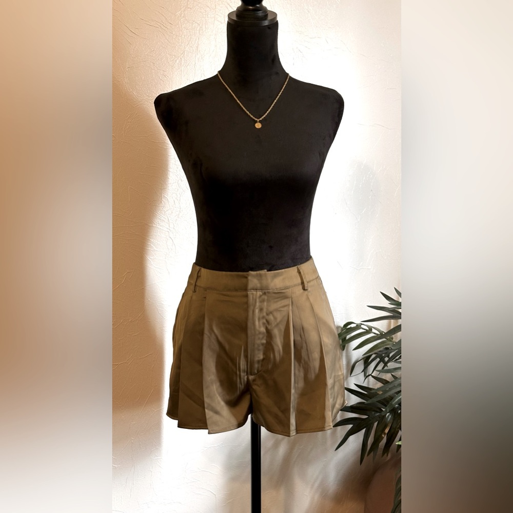 Olive Satin Shorts